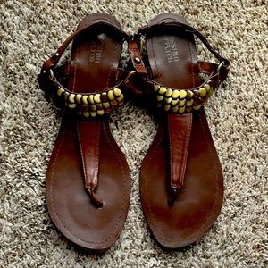 Brown Gladiator Sandals with gold detail